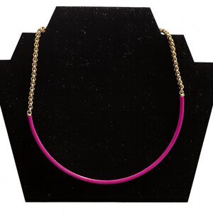 ON 34Th Minimalist modern hot pink necklace with adjustable goltone chain